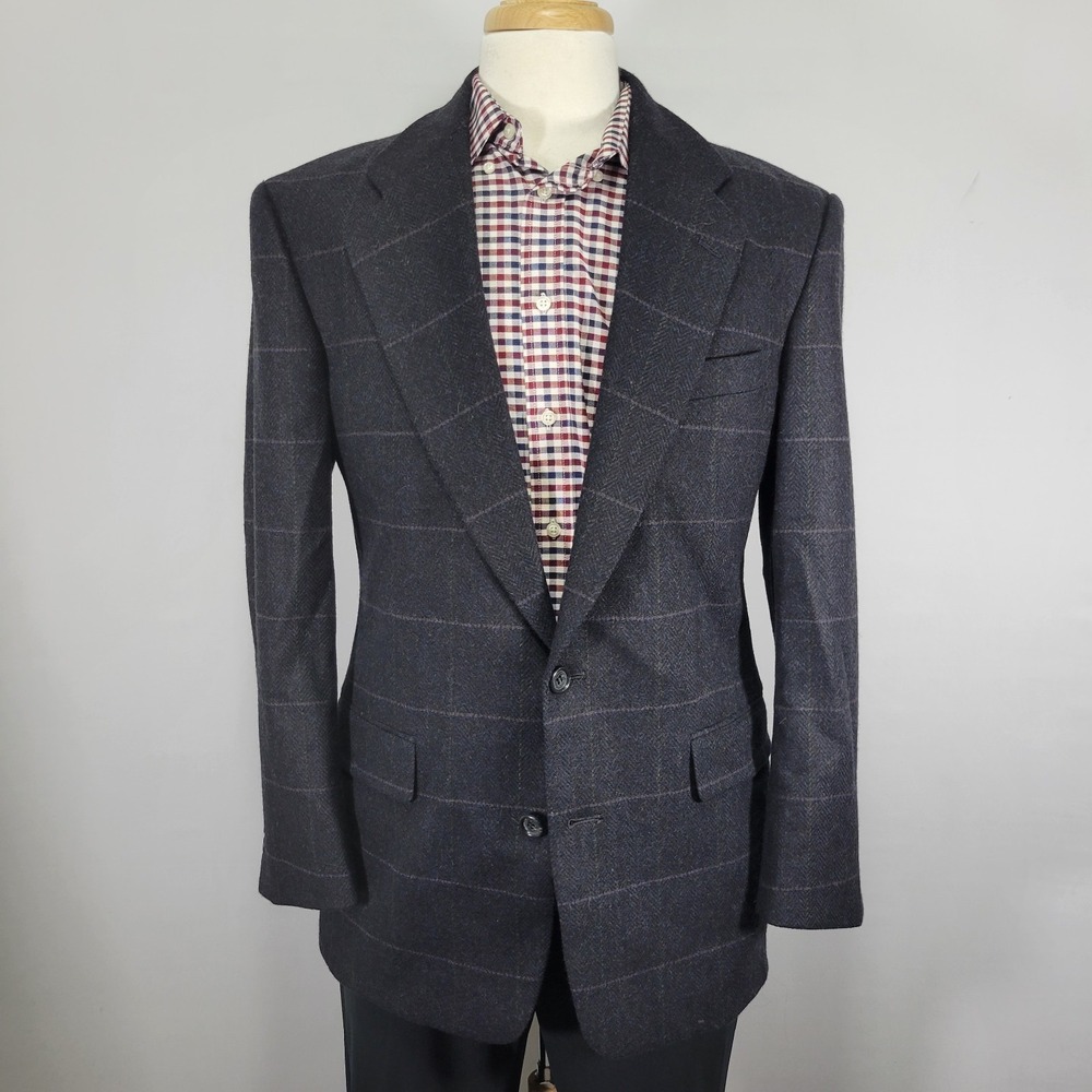 Evan Picone Men's Tweed Sport Coat Blazer Two Button‎ Herringbone Plaid Wool 41R